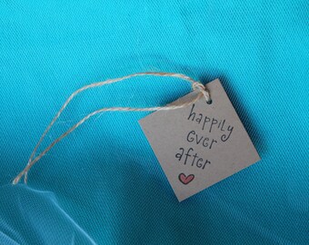 Hand Stamped Set of 8 happily ever after Tags