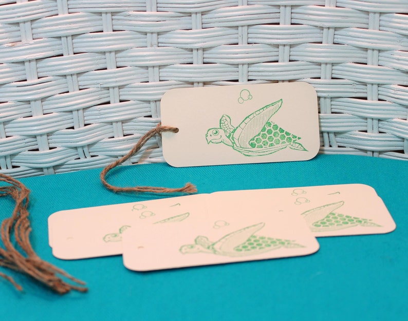 Hand Stamped Set of 6 Sea Turtle Tags