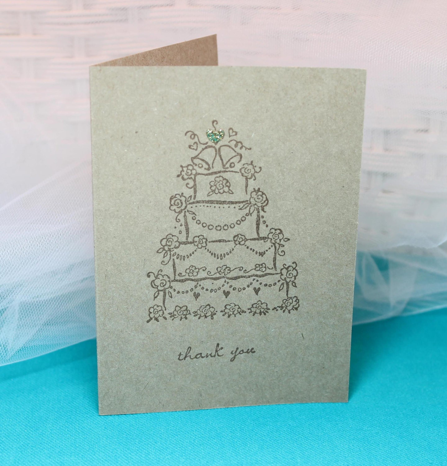 Set of 10 Stamped Wedding Cake Thank You Cards - Etsy