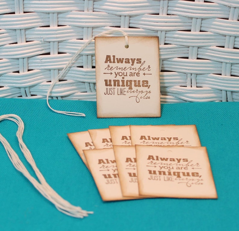Hand Stamped Set of You Are Unique Tags
