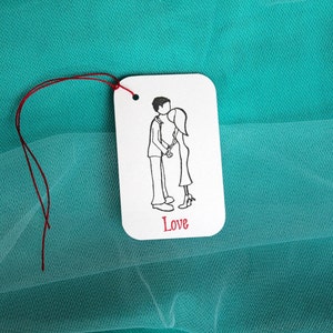 Hand Stamped Set of 8 First Kiss Tags