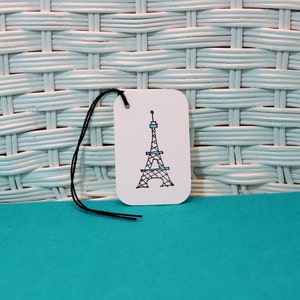 Hand Stamped Set of 8 Paris Eiffel Tower Tags