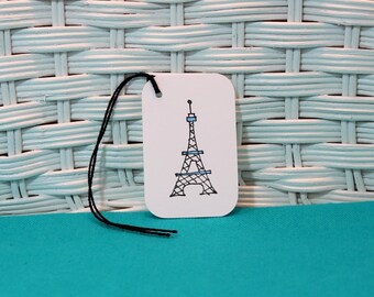 Hand Stamped Set of 8 Paris Eiffel Tower Tags