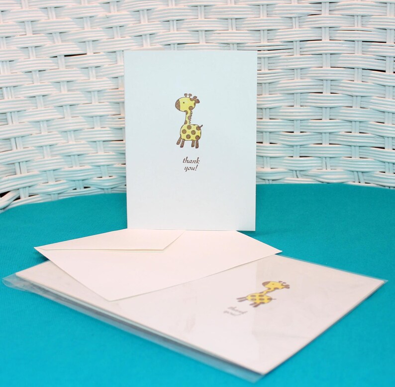Set of 6 Hand Stamped Giraffe Baby Thank You Note Cards - Etsy