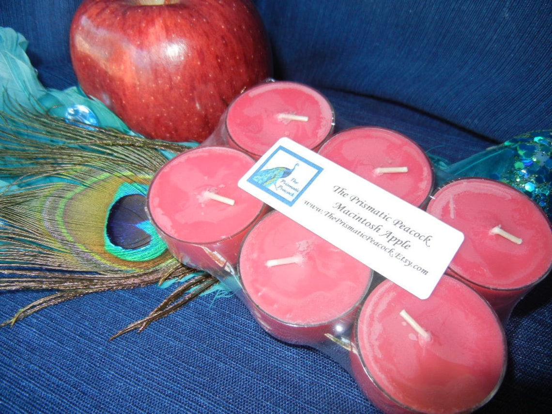 macintosh apple scented soy tea light candles 6 pack red Etsy