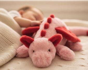 Large Pink Heart Dragon Plush - Soft Valentines Dragon Stuffed Animal - 50cm 88cm Luxury Cuddle Toy