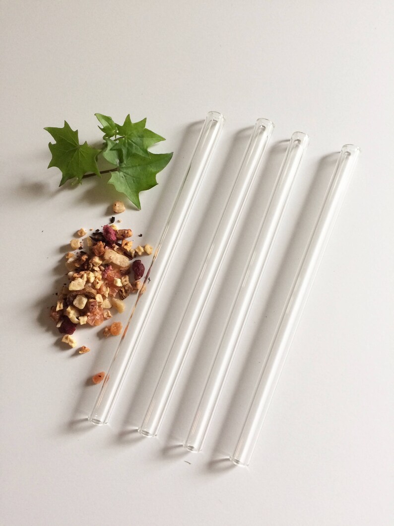 Glass Straw Set of Four Clear Reusable Glass Straws / Eco Etsy
