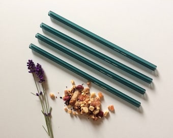 Glass Straw Set of Four Lake Green Reusable Glass Straws / Eco Friendly / Smoothie Straw / Glass Straw