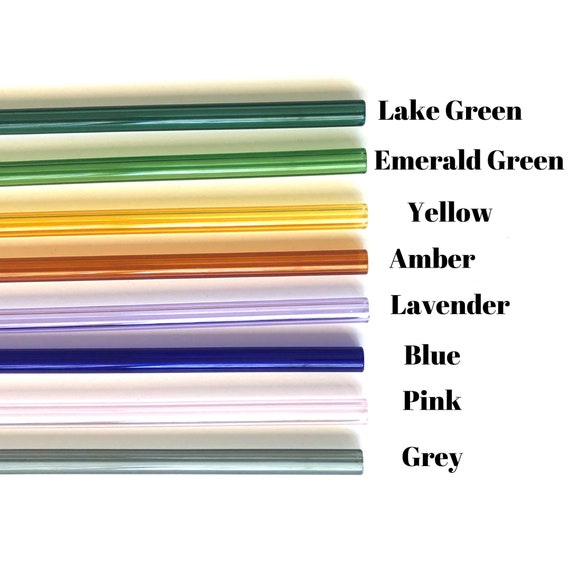 Grey, Lake Green, Yellow & Pink / Set of Four Reusable Glass