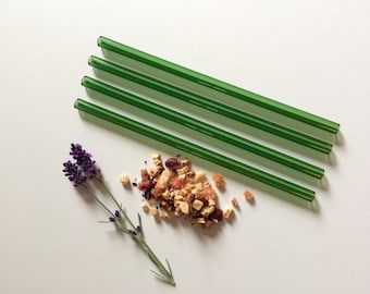 Emarald Green Set of Four Reusable Glass Drinking Straws