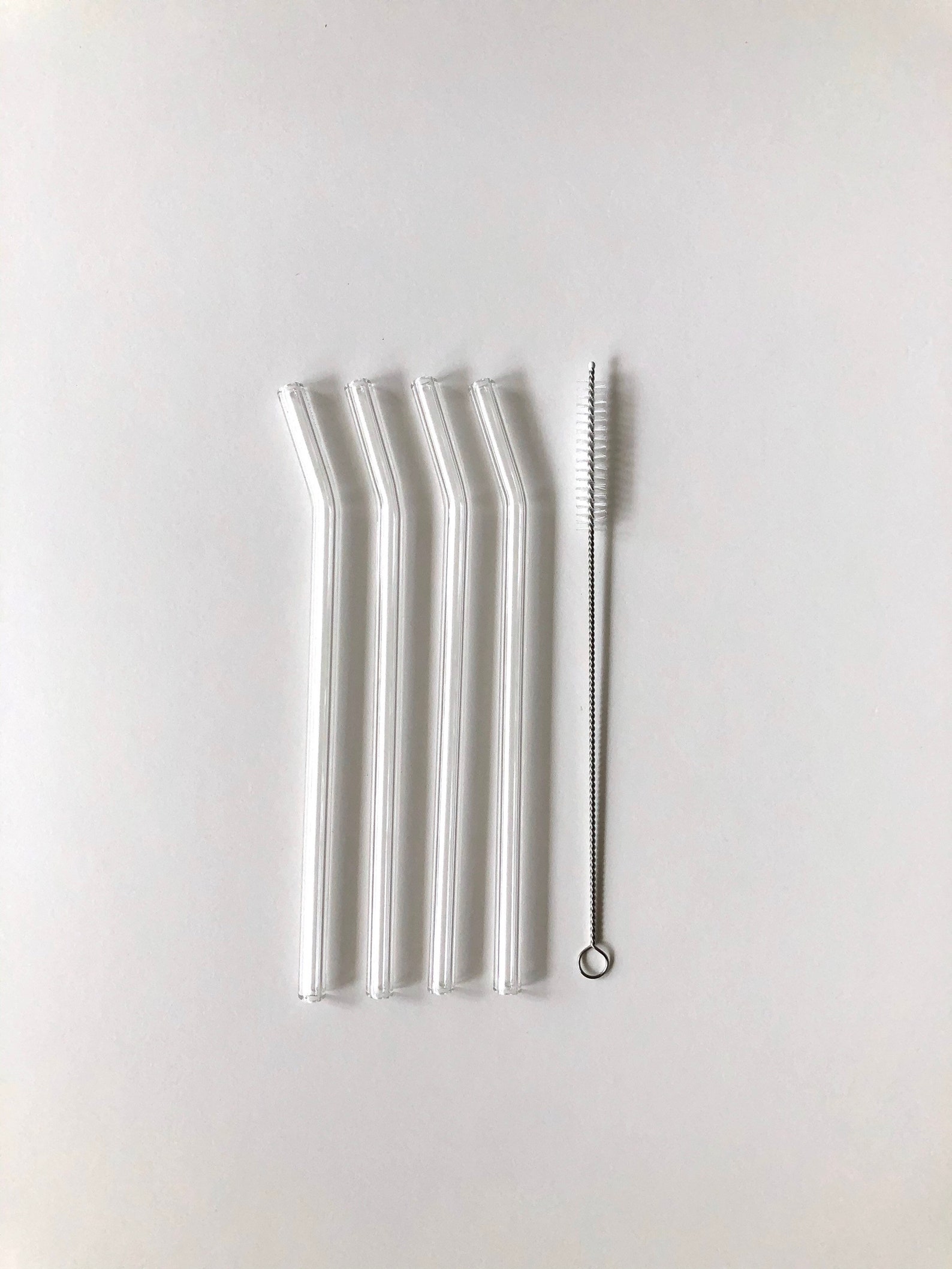 Reusable glass straw / Set of Four / Bent Clear Glass Straws / Etsy