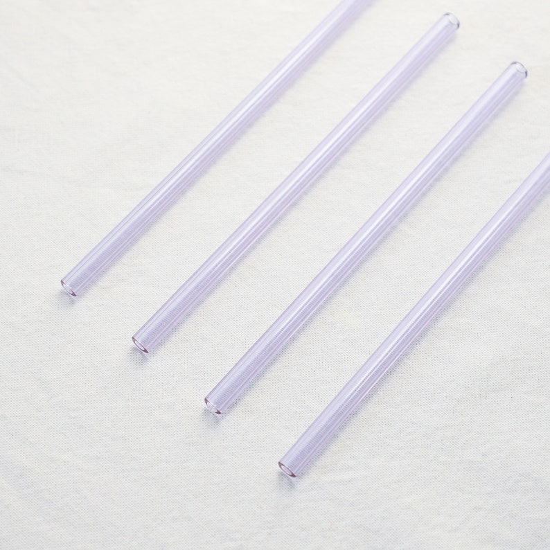 Glass Straw Set of Four Lavender Purple Reusable Glass Straws / Eco Friendly / Smoothie Straw / Glass Straw image 3