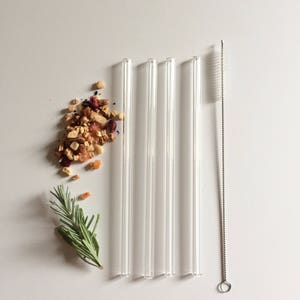 Glass Straw Set of Four Clear Reusable Glass Straws / Eco Friendly / Smoothie Straw / Glass Straw image 9