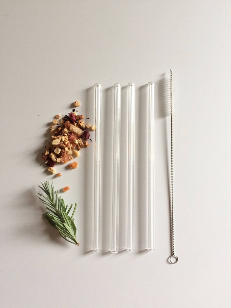 Glass Straw Set of Four Clear Reusable Glass Straws / Eco Friendly / Smoothie Straw / Glass Straw image 9