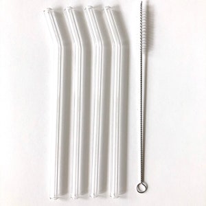 Reusable glass straw / Set of Four / Bent Clear Glass Straws / Eco friendly / Smoothie Straw / Glass Drinking Straw / Handmade Glass image 7