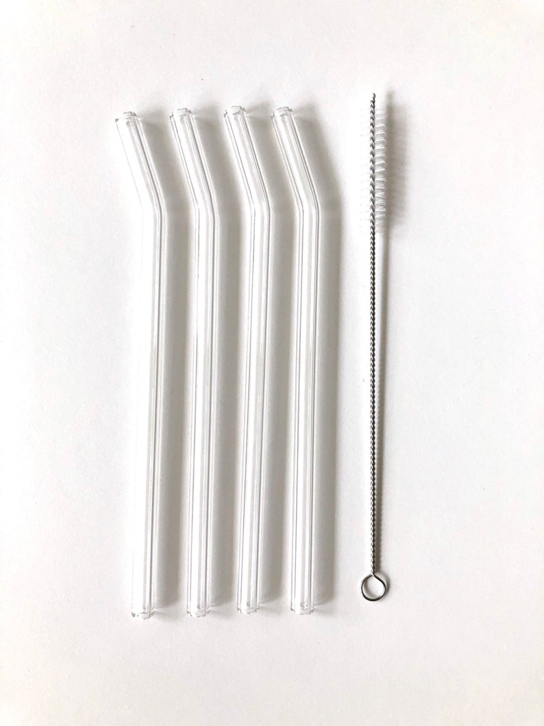 Reusable glass straw / Set of Four / Bent Clear Glass Straws / Eco friendly / Smoothie Straw / Glass Drinking Straw / Handmade Glass zdjęcie 7