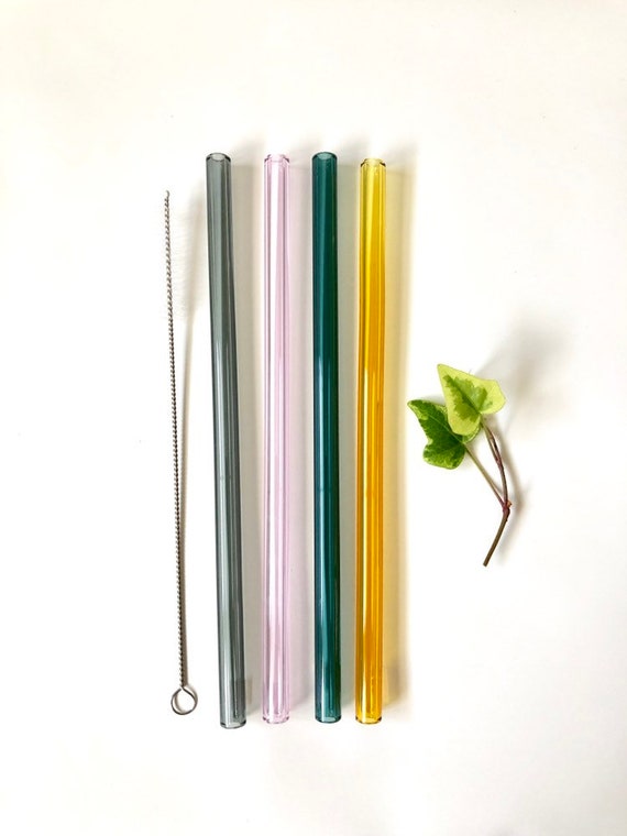 Extra Wide / Smoothie Straw / Set of Four Glass Drinking Straws