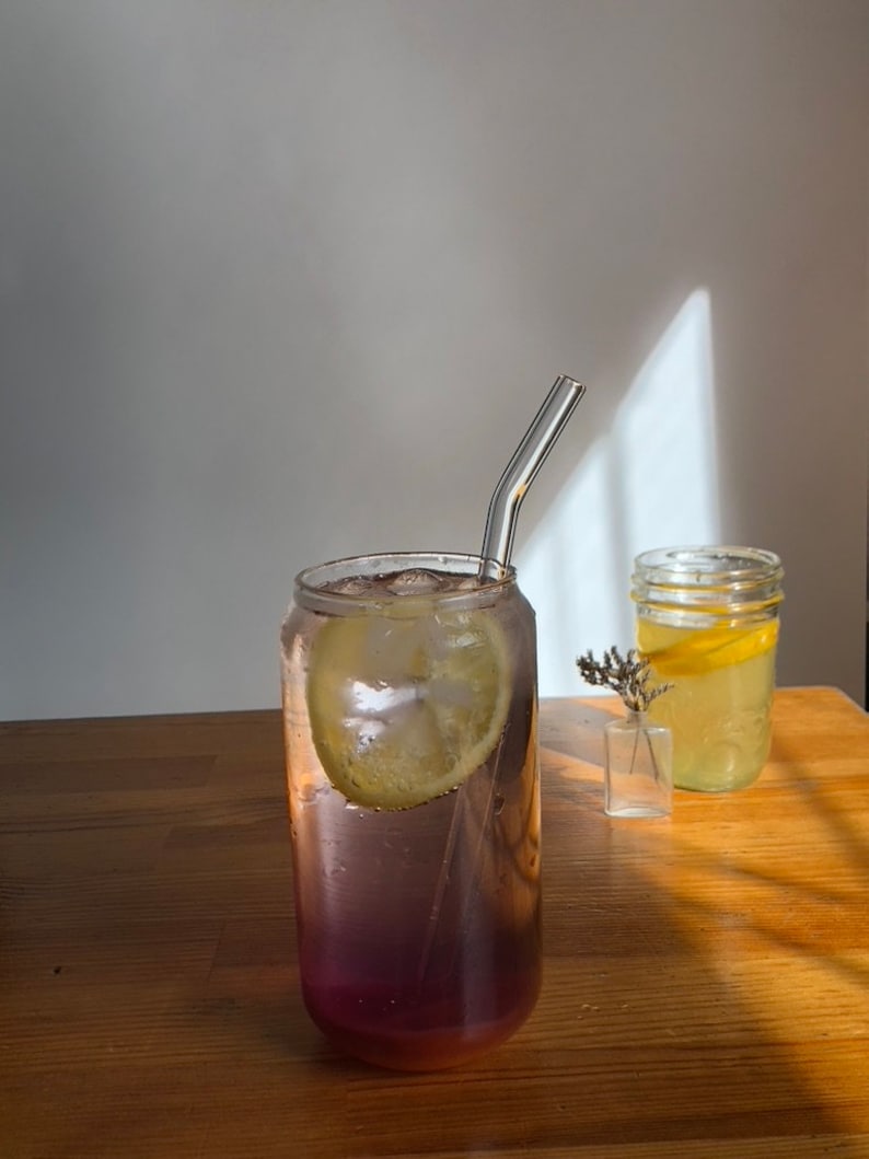 Herbruikbaar glazen rietje / Set van vier / Gebogen Helder Glazen Rietjes / Eco-vriendelijk / Smoothie Stro / Glazen rietje / Handgemaakt glas afbeelding 8