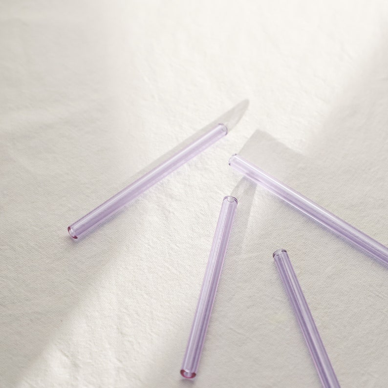 Glass Straw Set of Four Lavender Purple Reusable Glass Straws / Eco Friendly / Smoothie Straw / Glass Straw image 2