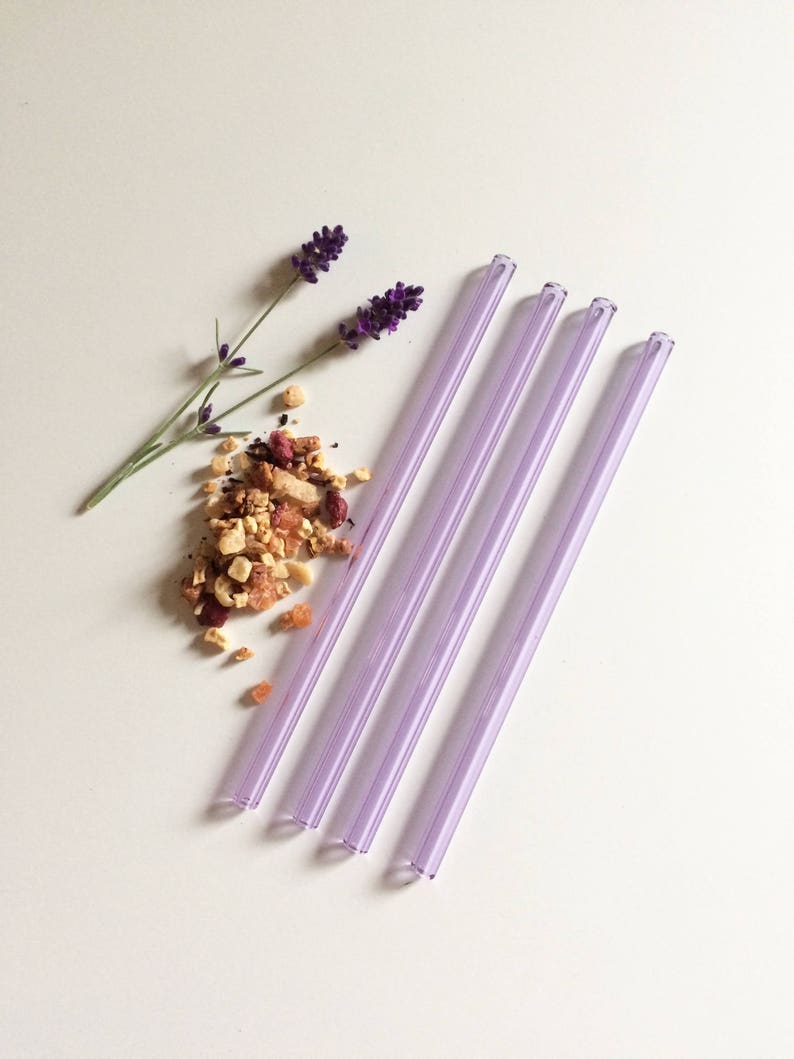 Glass Straw Set of Four Lavender Purple Reusable Glass Straws / Eco Friendly / Smoothie Straw / Glass Straw image 8