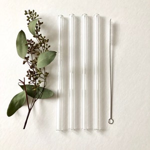 Glass Straw Set of Four Clear Reusable Glass Straws / Eco Friendly / Smoothie Straw / Glass Straw image 7