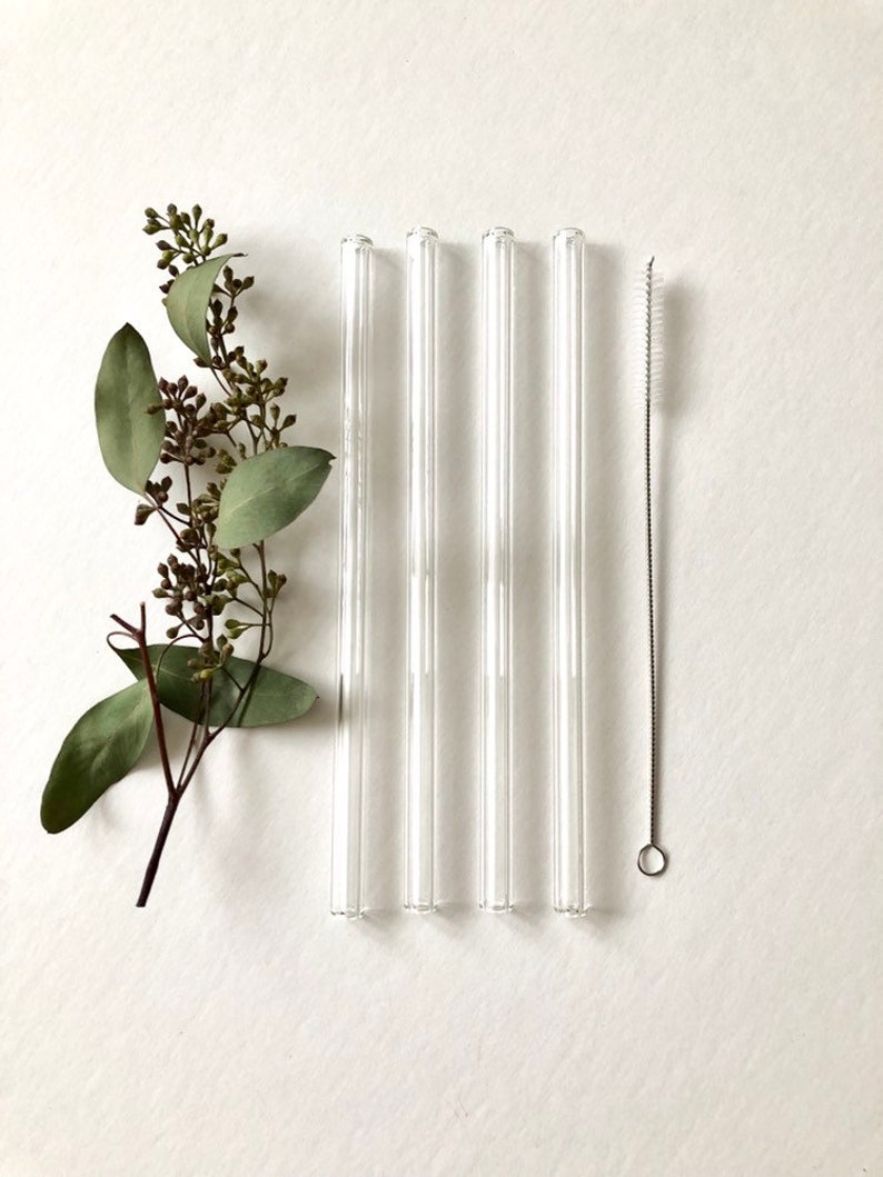 Glass Straw Set of Four Clear Reusable Glass Straws / Eco Friendly / Smoothie Straw / Glass Straw image 7