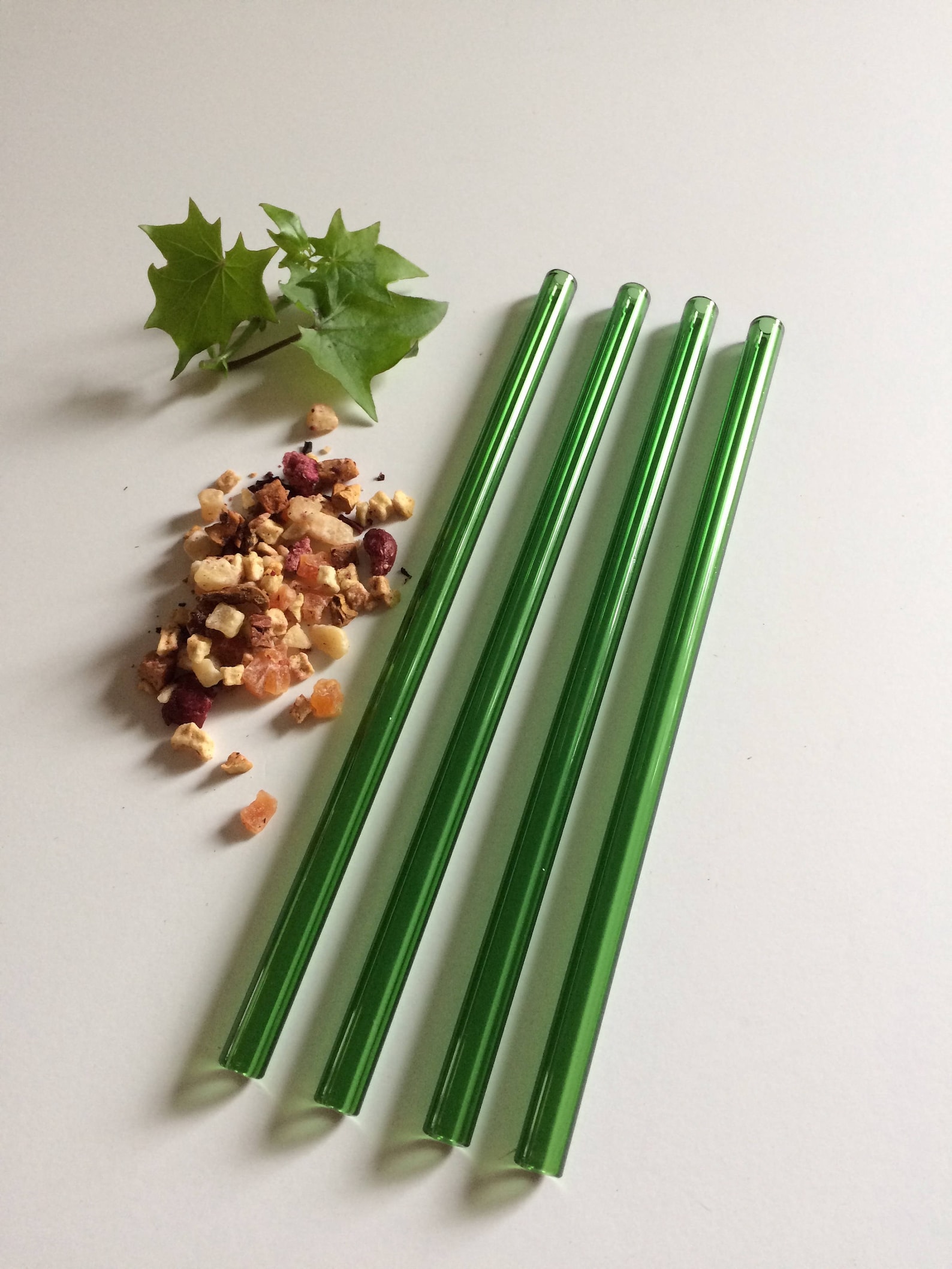 BrookDrabotGlass Emarald Green Set of Four Reusable Glass Drinking Straws