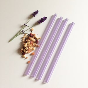 Glass Straw Set of Four Lavender Purple Reusable Glass Straws / Eco Friendly / Smoothie Straw / Glass Straw image 1