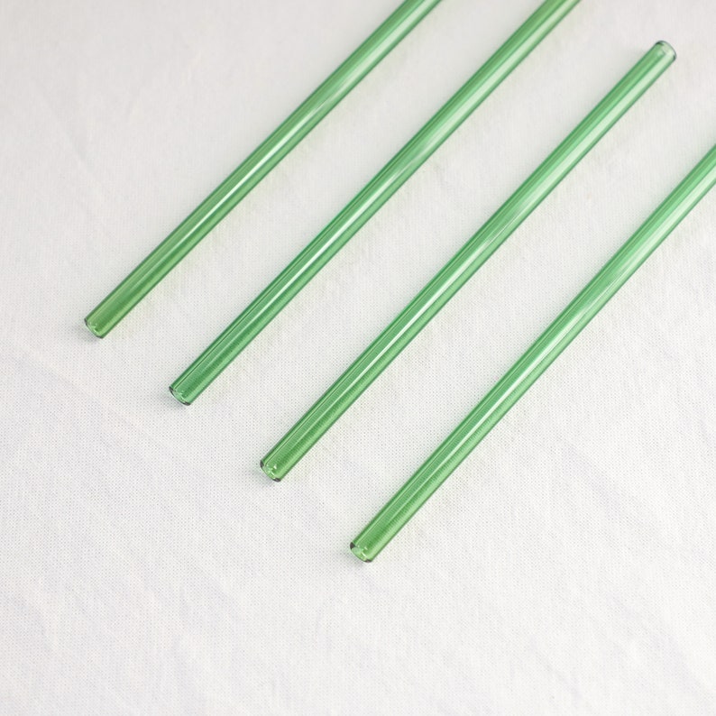 Emarald Green Set of Four Reusable Glass Drinking Straws image 5