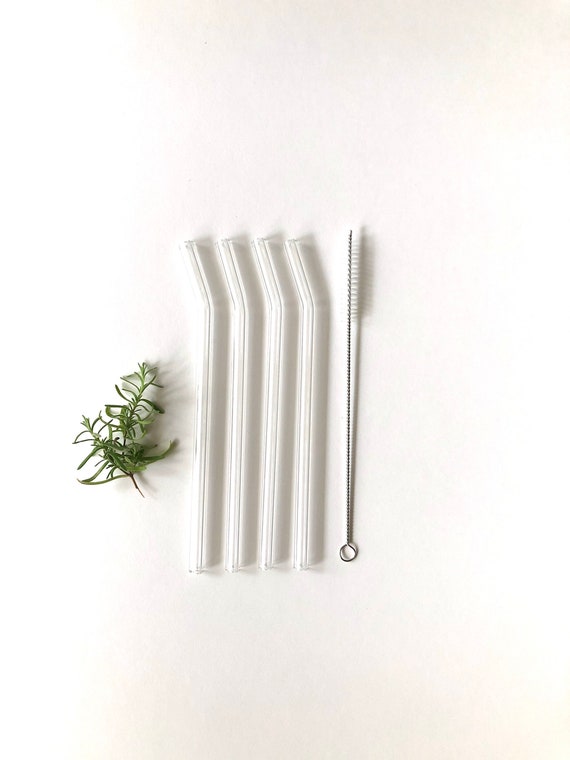 Classic Clear Bent Glass Straws - 4 Pack