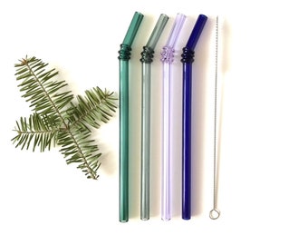 Bendy Style Glass Straws / Set of four reusable drinking straws / Pyrex / Eco friendly / Smoothie straw / Glass straw