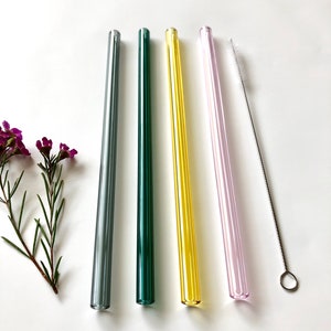 Glass Straws Colour Mix / Set of four reusable glass drinking straws / Pyrex / Eco friendly / Smoothie straw image 4