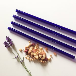 Glass Straw Set of Four / Brilliant Blue Reusable Glass Straws / Eco Friendly / Smoothie Straw / Glass Straws