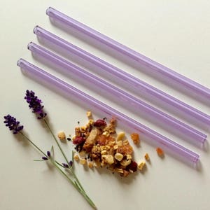 Glass Straw Set of Four Lavender Purple Reusable Glass Straws / Eco Friendly / Smoothie Straw / Glass Straw image 6