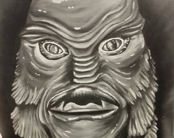 12x12 Creature from the Black Lagoon oil painting