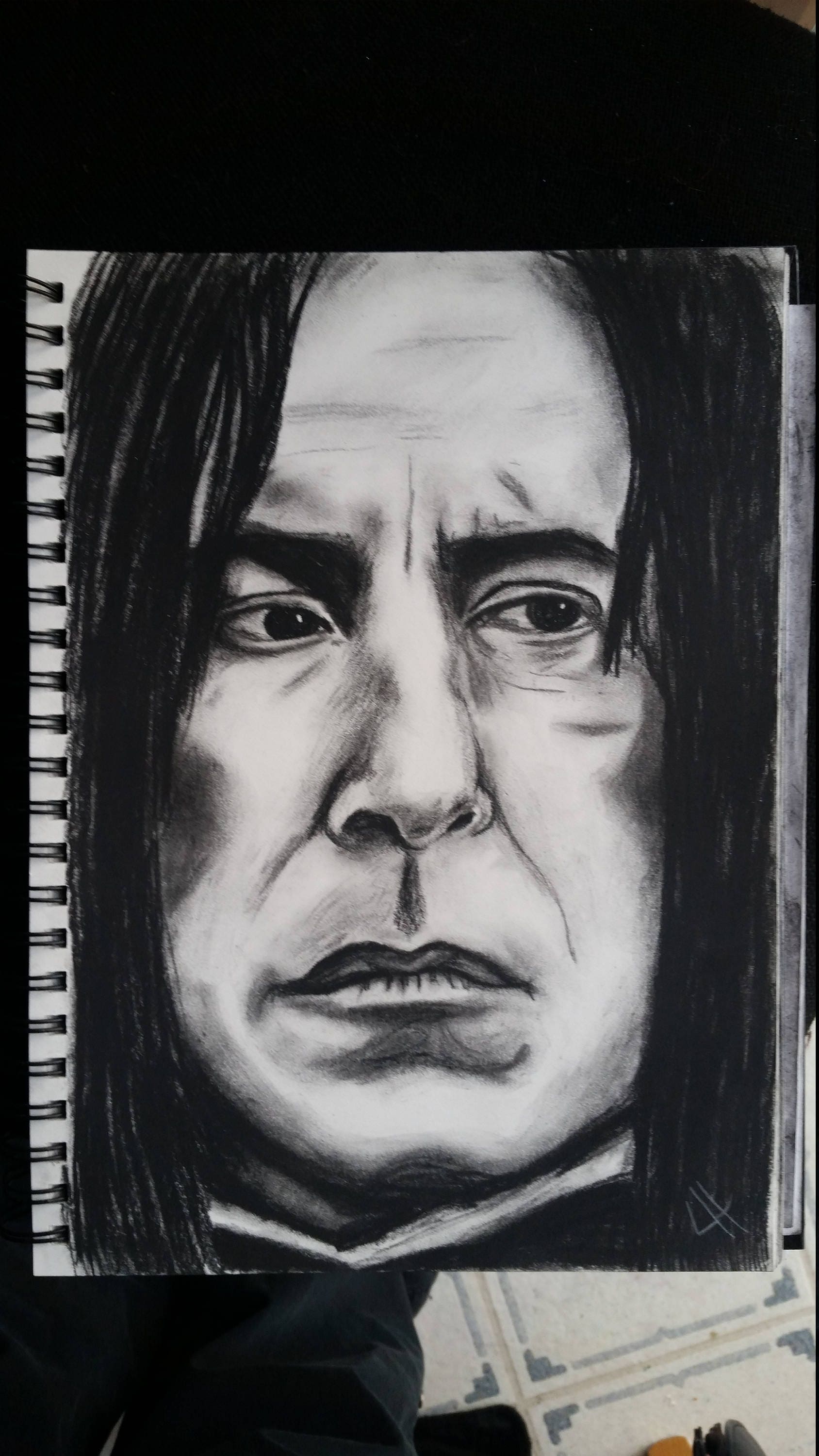 Severus Snape 8 25x12 Charcoal Drawing Etsy