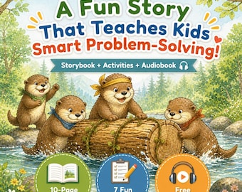 Otter's Teamwork Adventure Storybook and Audiobook : Kids Problem Solving Activities (Instant Download)