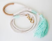 Wedding Dog Leash / Mint & Gold / Nautical Rope