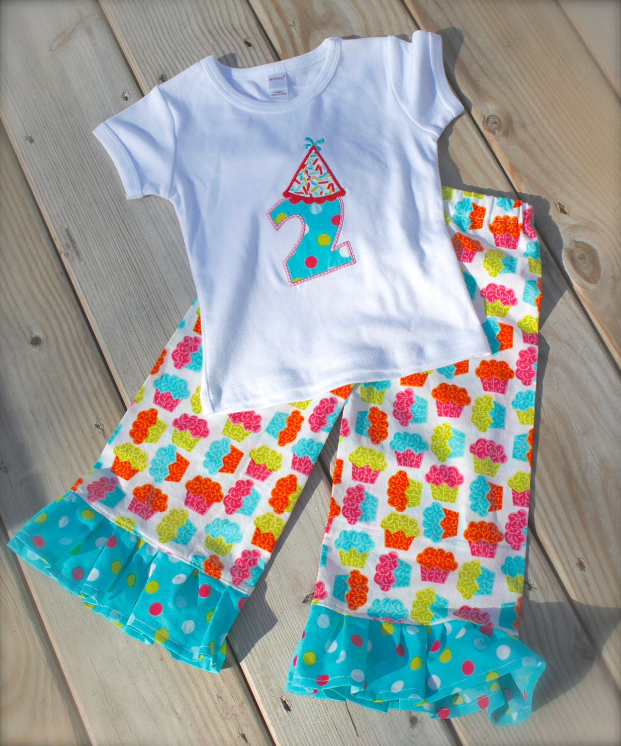 Cupcake and polka dot RUFFLE PANT BIRTHDAY set ruffle pant Etsy