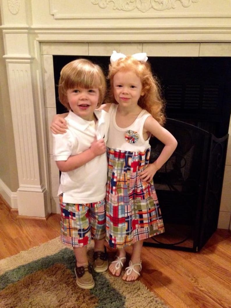 BROTHER SISTER SET Girl's Tank Dress With Matching Boys Etsy