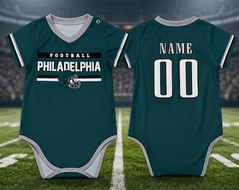 Personalized  Philadelphia  Baby Onesie , Custom Football Bodysuit with Name Number, Game Day Outfit, Baby Boy Girl Shower Gift