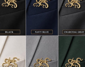Octopus Metal Pocket Square Holder, Groom & Wedding Suit Accessory
