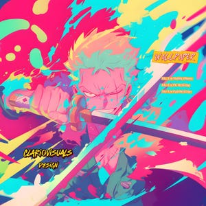 Zoro Inspried Anime Wallpaper | Neon Splash Dynamic 9K Phone 6K PC 5K (Digital Download)