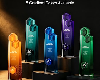 Custom Hexagon Honeycomb Crystal Trophy Color Print Engraved - 23.5x6x4cm 1020g Gift Box