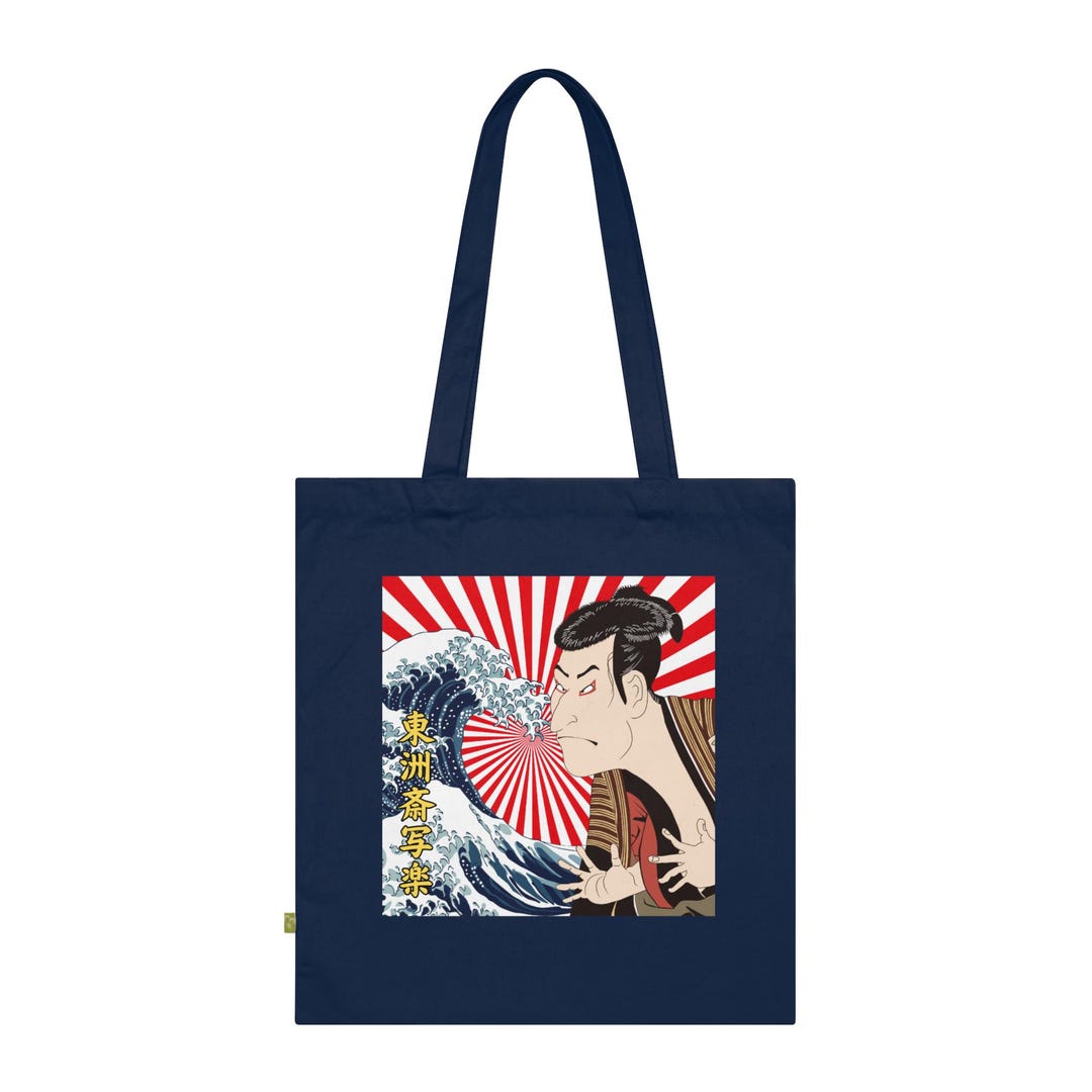 Samurai Wave Illustration Tote Bag | Japanese Ukiyo-e Inspired Print - Etsy
