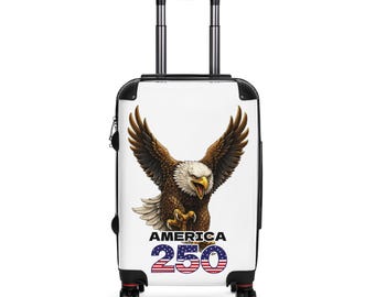 Eagle with America 250 Suitcase | Patriotic Bald Eagle Luggage