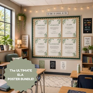 Complete bundel ELA-posterserie | Botanische klasdecoratie | Middelbare school Engels | Botanische muurkunst | Cijfers 6 7 8 | Literaire termen
