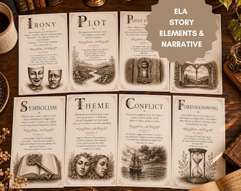 Light Academia Literary Elements Poster Set | Story Elements Klassenzimmer Dekor | ELA Wandkunst |  ELA Poster | Mittel- & Gymnasium