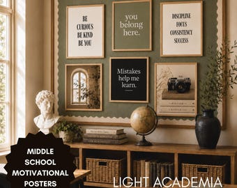 Klassenzimmer Motivationsposter | Light Academia Klassenzimmer Dekor | Wachstum Mindset Poster | Druckbare Wandkunst | Mittelschule Gymnasium
