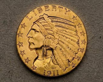 1911 5 Dollar Indian Head Gold Coin, American Indian Half Eagle Coin Collection, US Old Coins for Collectors, Rare Commemorative Coin